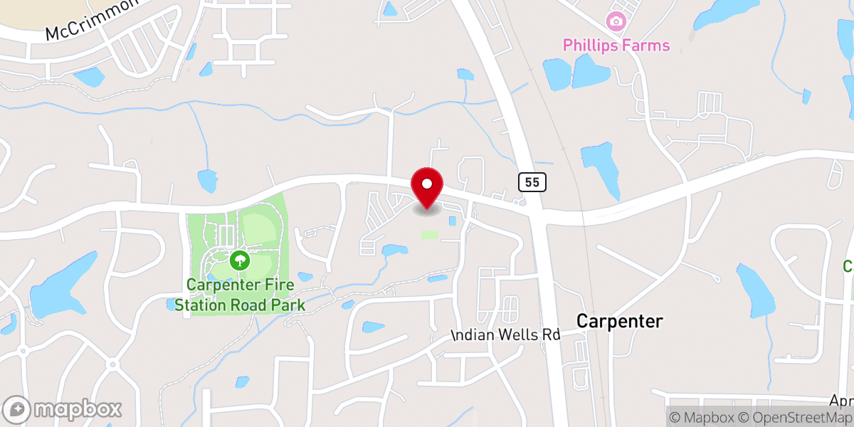 Map showing location of Northwest Cary YMCA