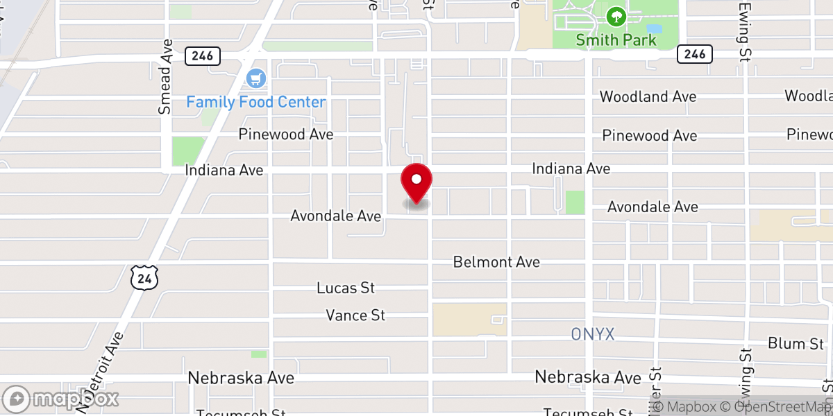 Map showing location of Glass City Church of Christ
