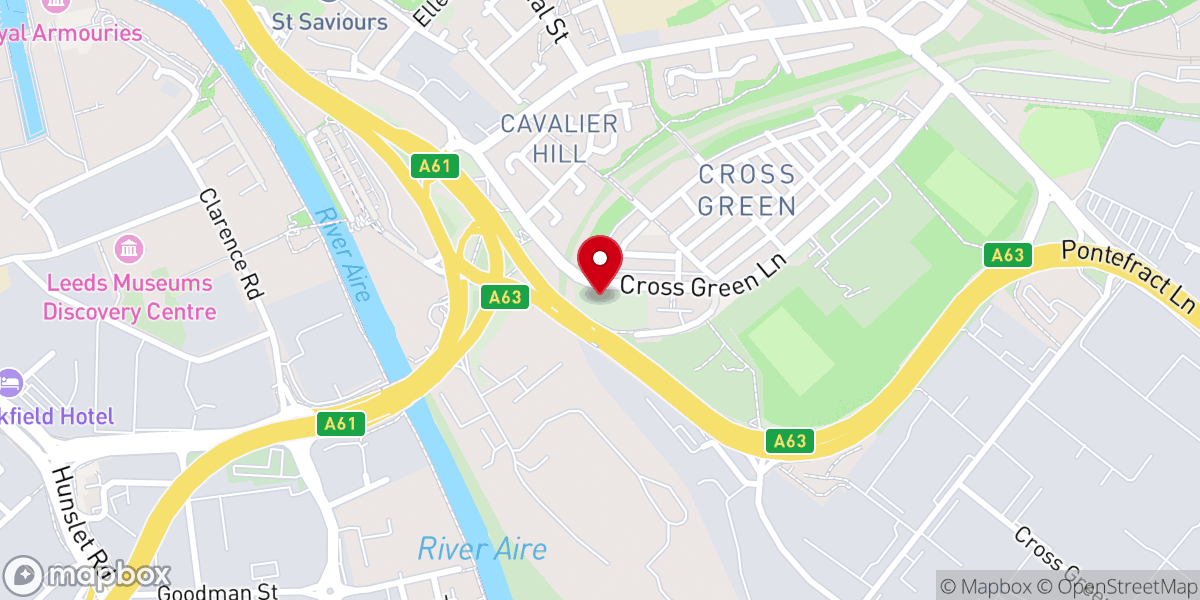 Map showing location of St Hilda's Church Cross Green