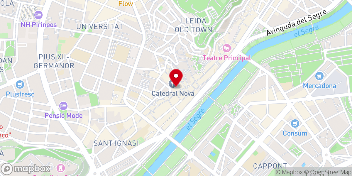 Map showing location of Catedral Nueva de Lleida