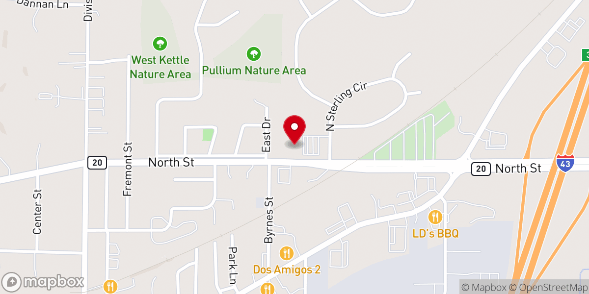 Map showing location of East Troy Bible Church