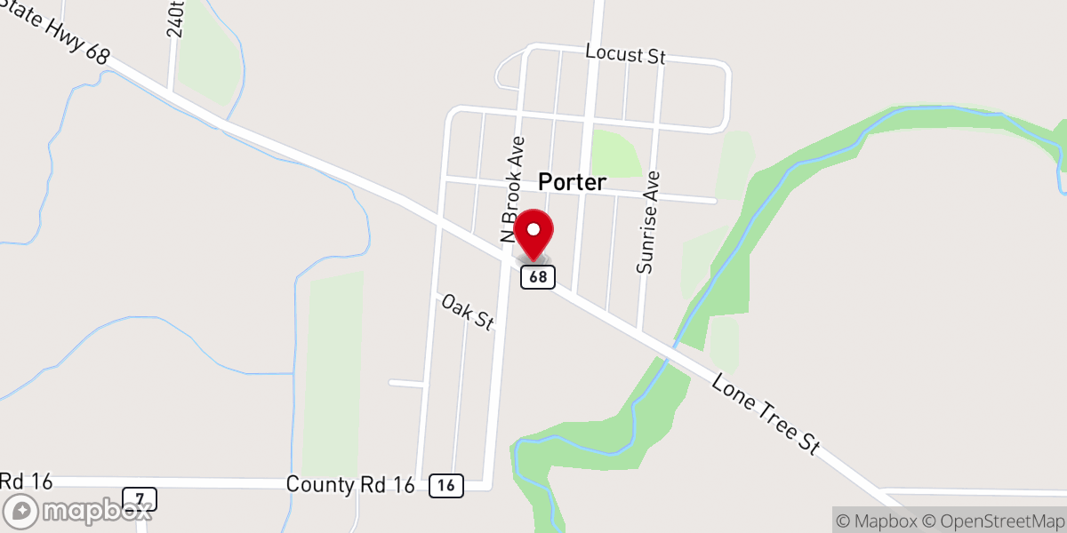 Map showing location of Porter Cafe