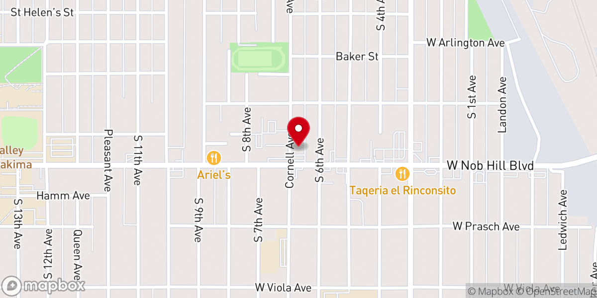 Map showing location of Life Church Yakima