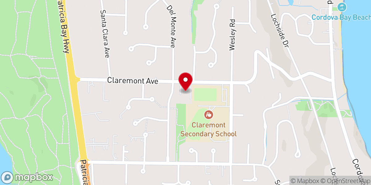 Map showing location of Cordova Bay United Church