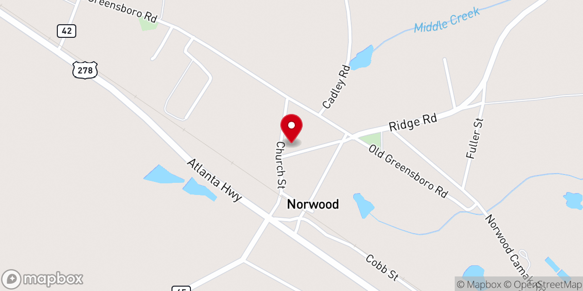 Map showing location of Norwood Community Church
