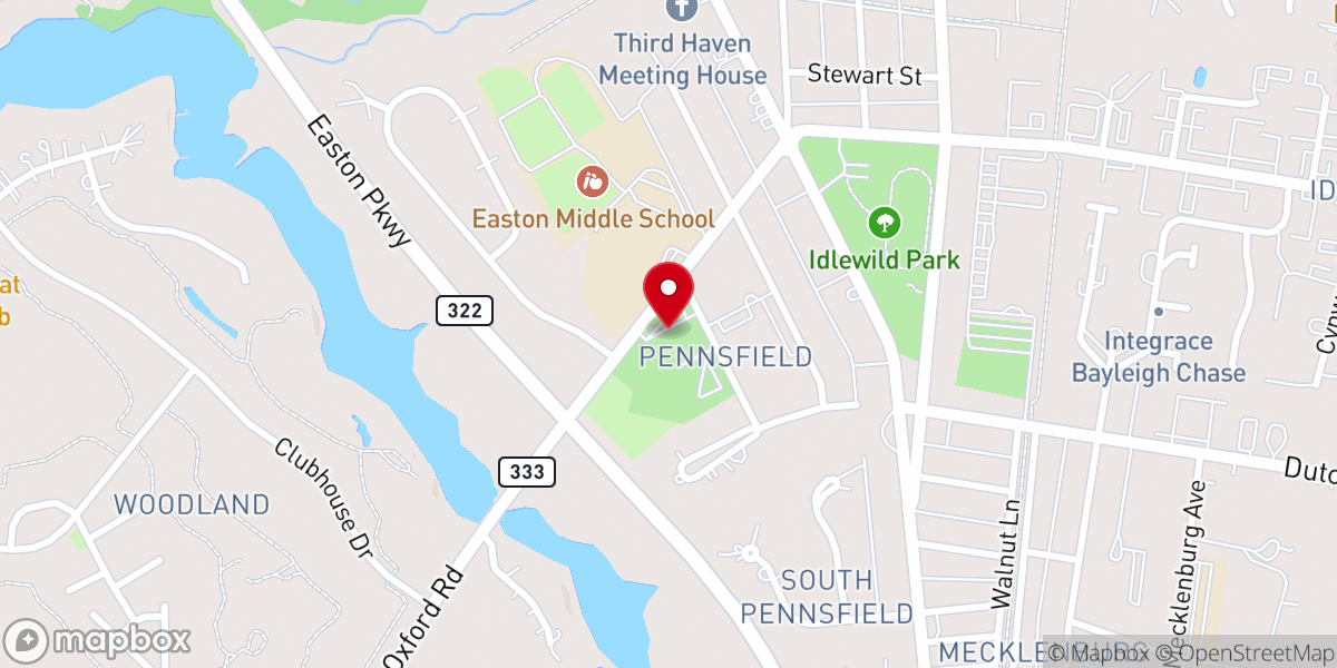 Map showing location of Easton Family YMCA