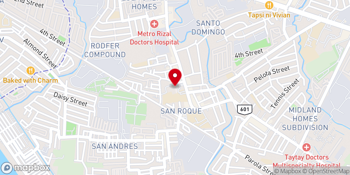 Map showing location of Diocesan Shrine and Parish of Our Lady of Light - San Andres, Cainta, Rizal (Diocese of Antipolo)