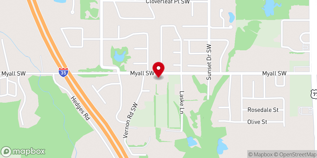Map showing location of Southwest Baptist Church