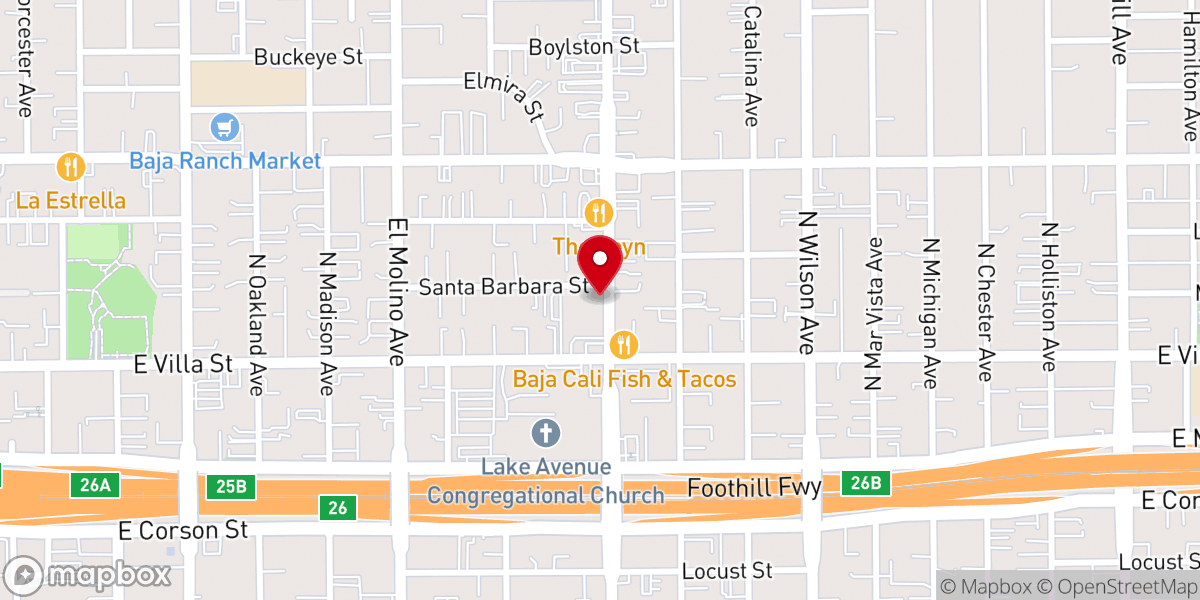 Map showing location of Pasadena Covenant Church