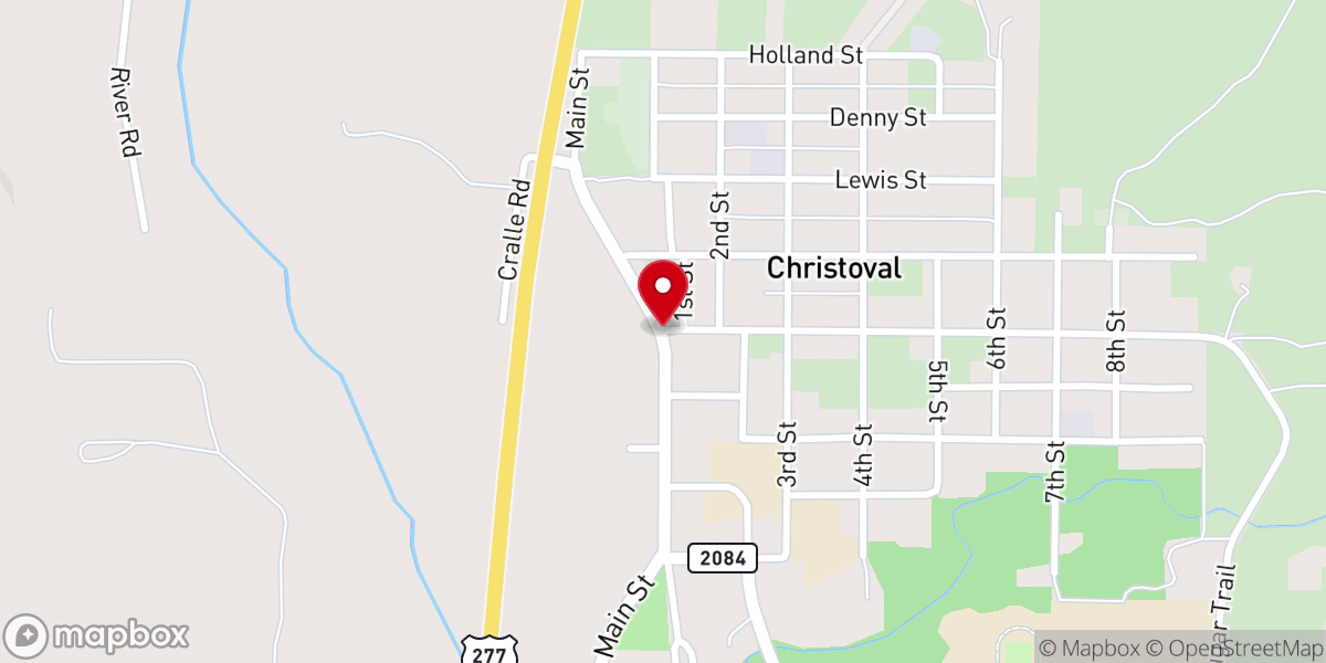 Map showing location of Christoval