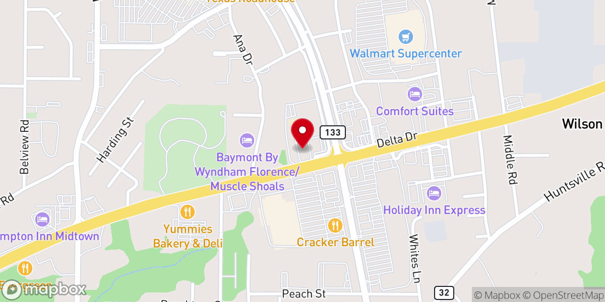 Map showing location of First Free Will Baptist Church