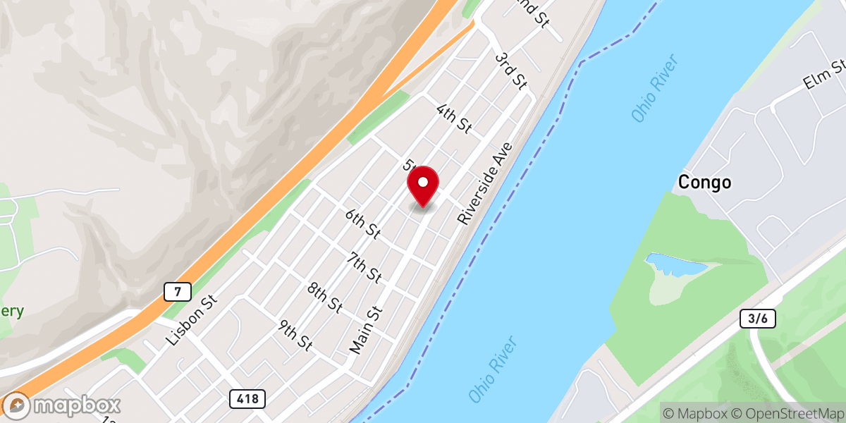 Map showing location of Riverside Presbyterian Church