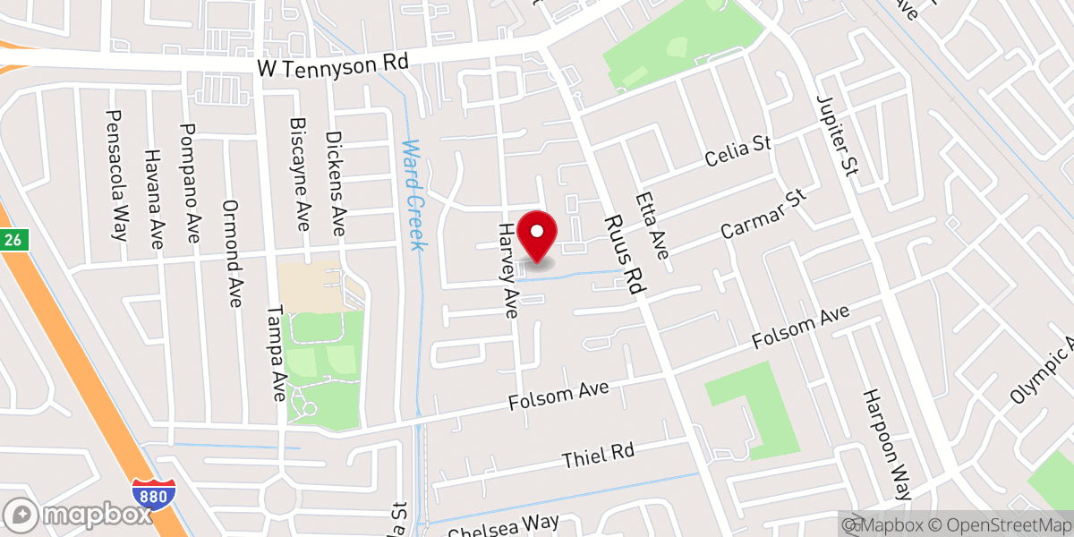 Map showing location of Hayward Apostolic Church