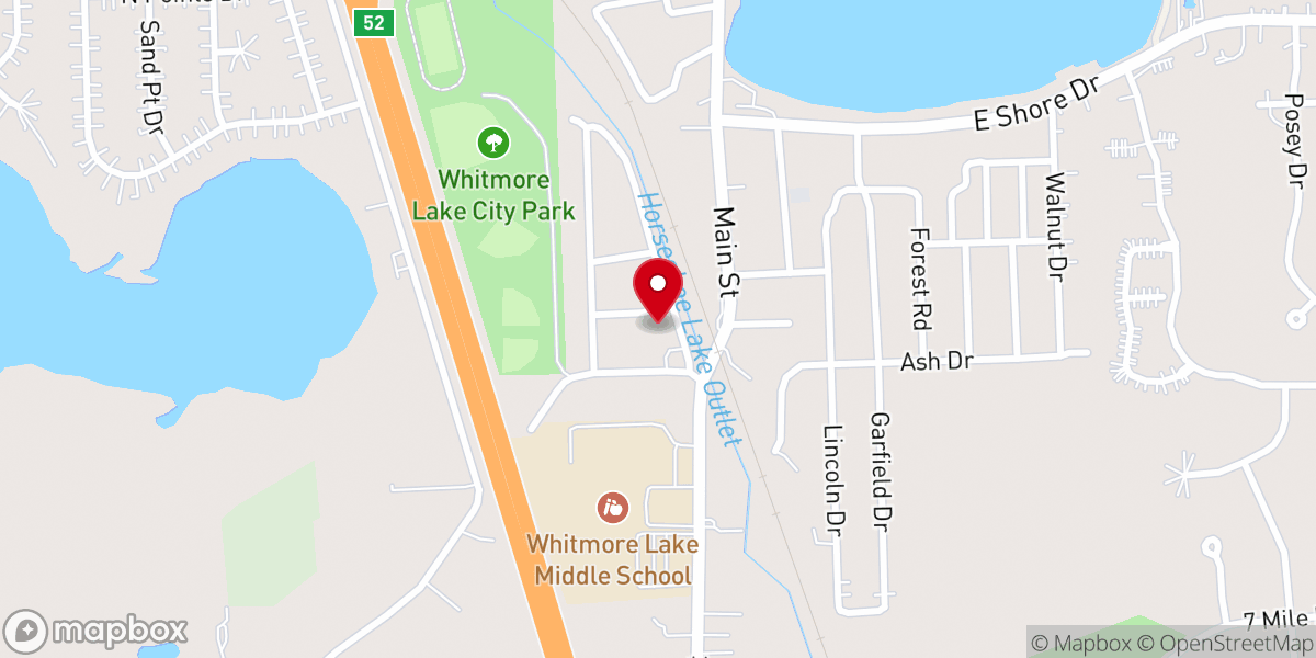 Map showing location of Whitmore Lake Area Human Services