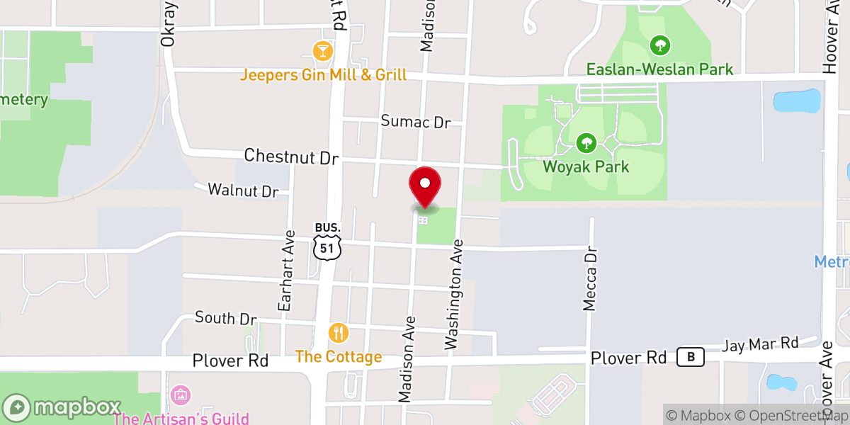 Map showing location of Old Plover Methodist Church
