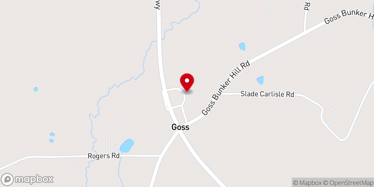 Map showing location of Goss Baptist Church