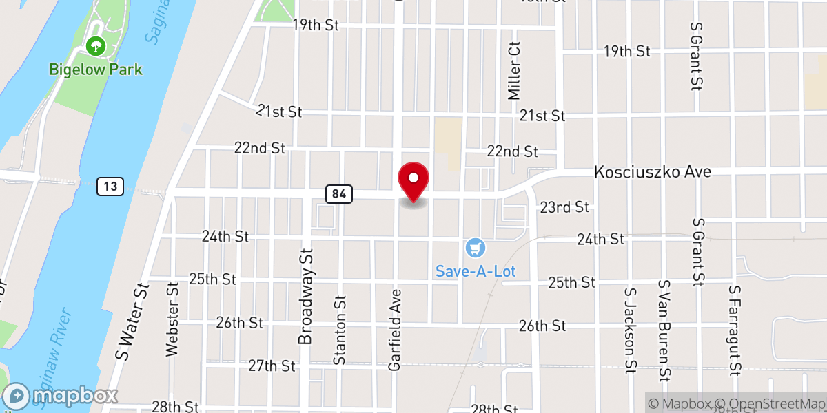 Map showing location of Great Lakes Dream Center