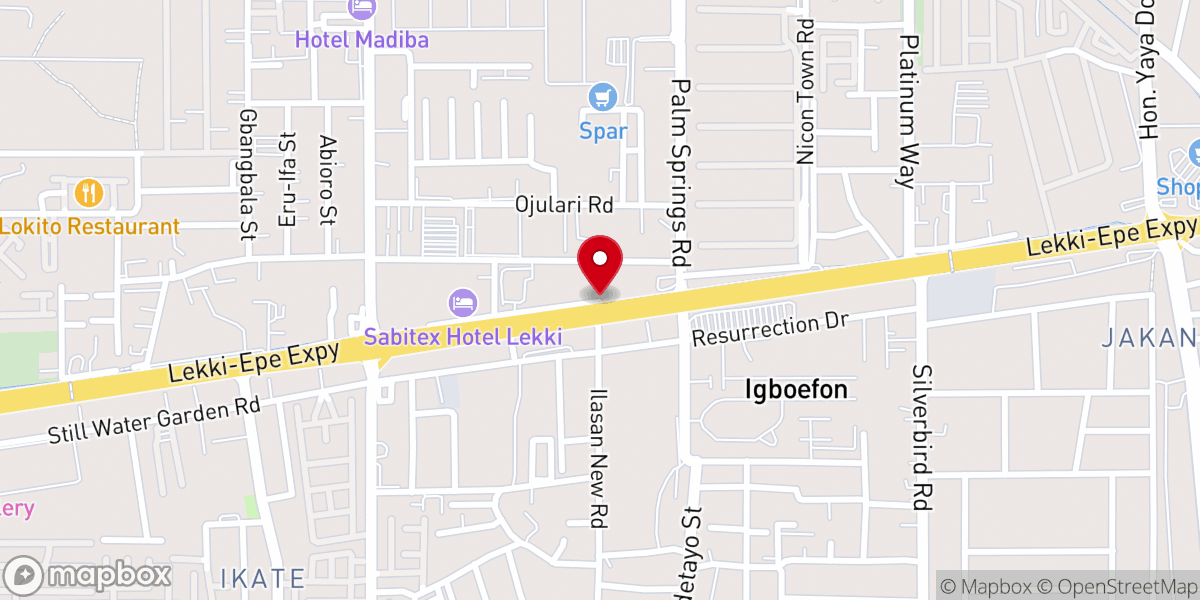 Map showing location of RCCG BETHEL PLACE