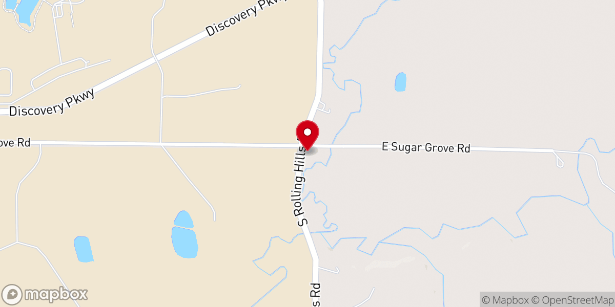 Map showing location of Sugar Grove Baptist Church