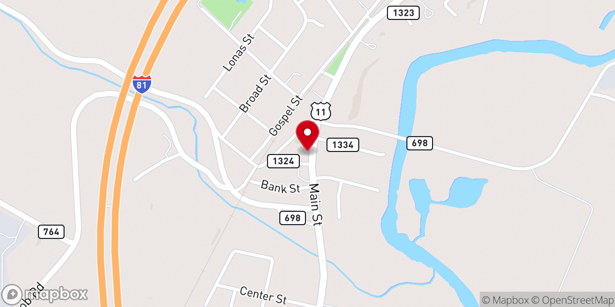 Map showing location of Mount Calvary Lutheran Church