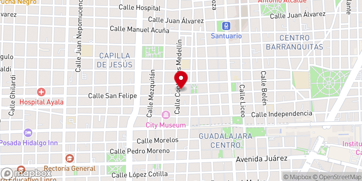 Map showing location of Parroquia San Felipe Neri