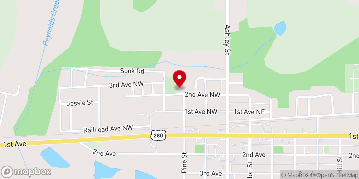 Map showing location of Evergreen Missionary Baptist Church