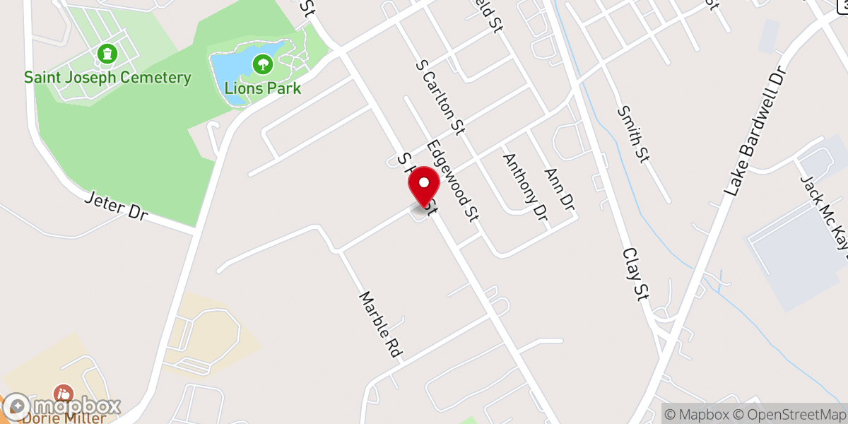 Map showing location of Friendship Baptist Church