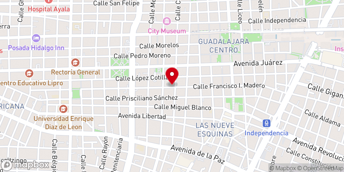 Map showing location of Templo de Nuestra Señora del Pilar