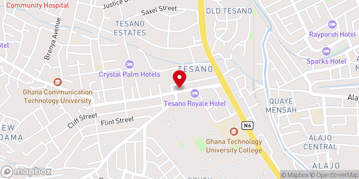 Map showing location of Global Evangelical Church-Accra Presbytery