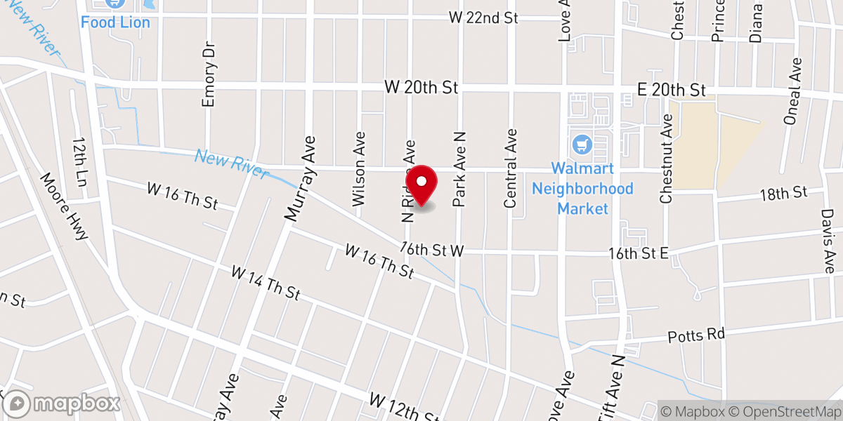 Map showing location of Ridge Avenue Church of Christ