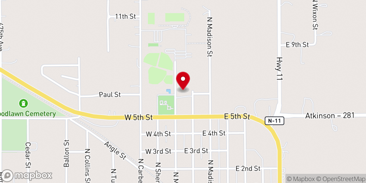 Map showing location of St John's Lutheran Church