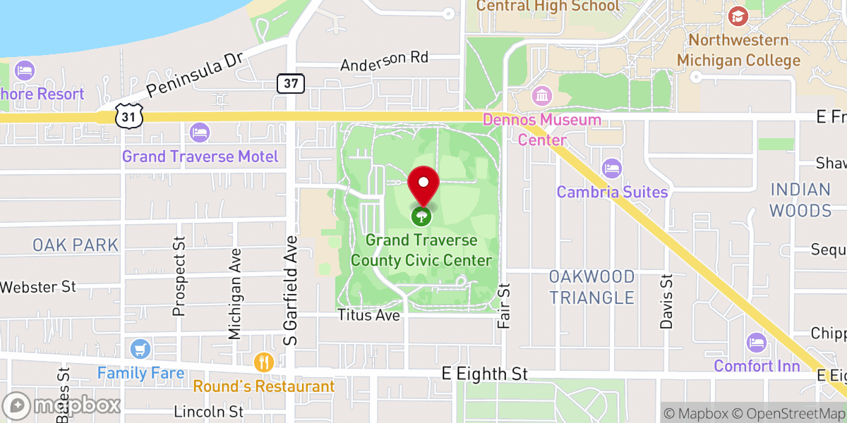 Map showing location of Grand Traverse County Civic Center
