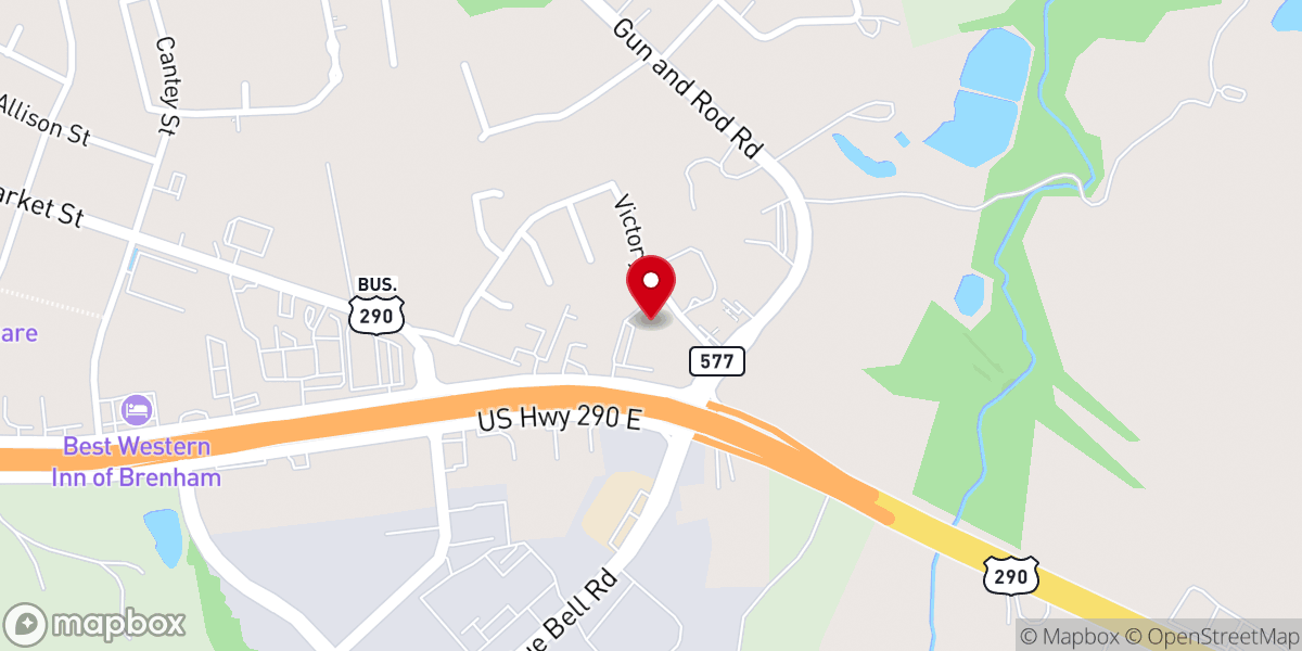 Map showing location of Brenham Church of Christ