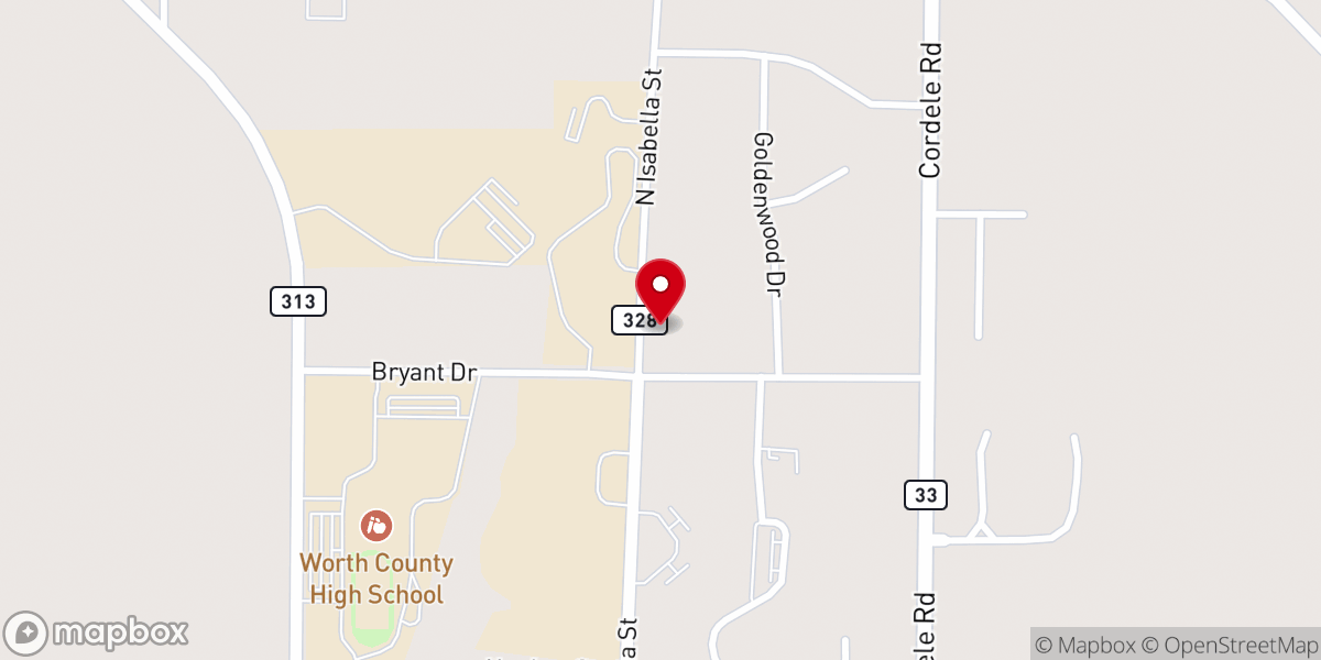Map showing location of Unity Baptist Church