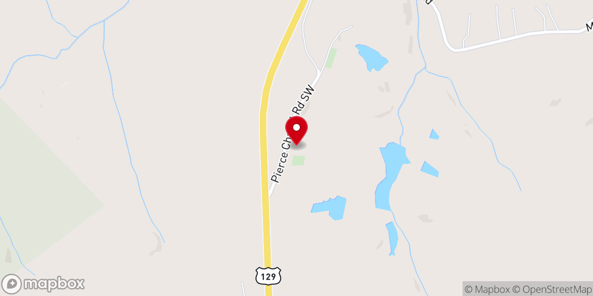 Map showing location of Pierces Chapel Church