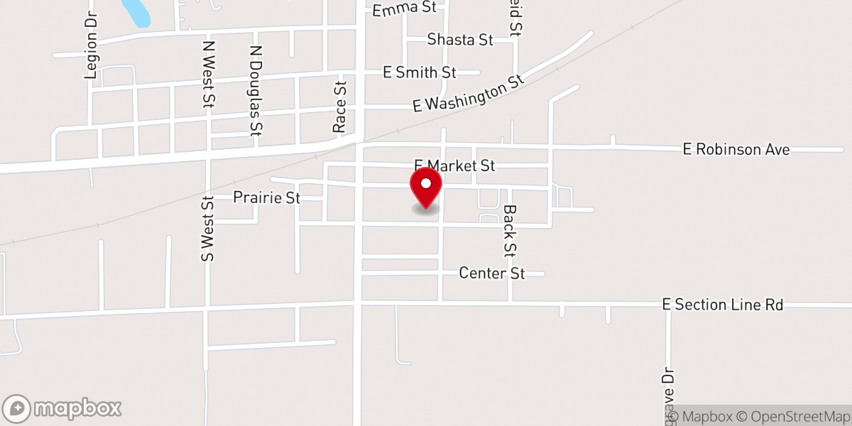 Map showing location of Wayne City Baptist Church
