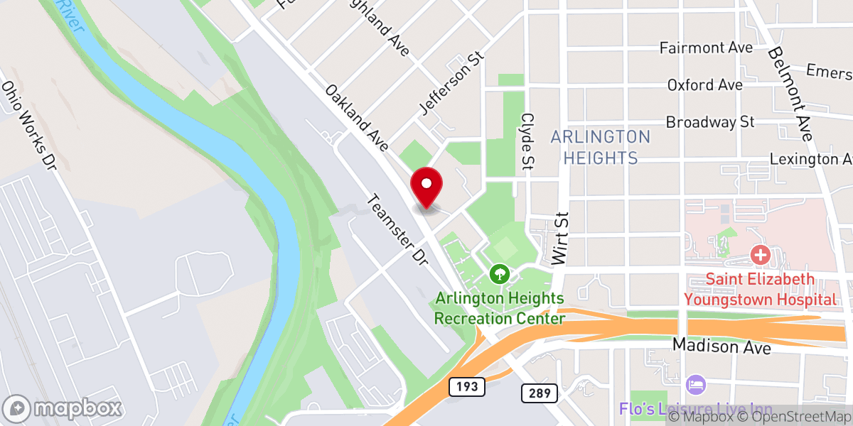 Map showing location of Rescue Mission of Mahoning Valley