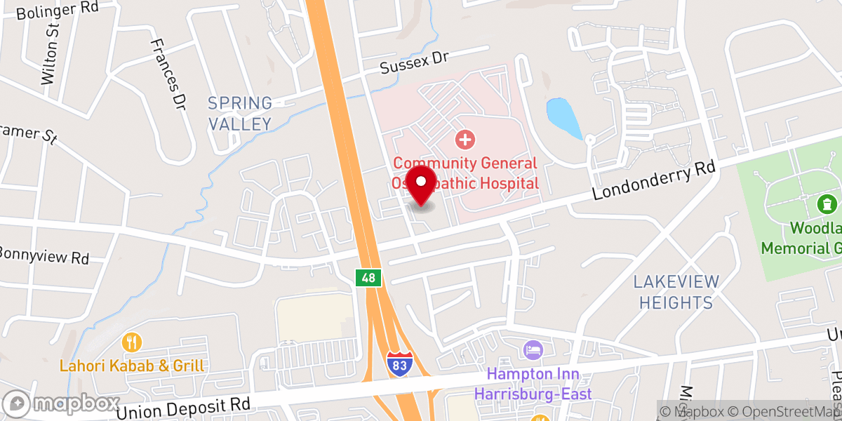 Map showing location of St. Mark's Evangelical Lutheran Church