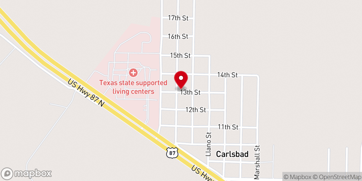 Map showing location of Carlsbad Church of Christ