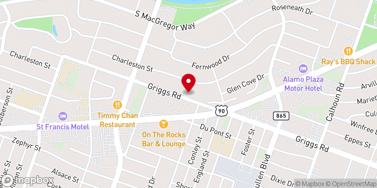 Map showing location of Houston Deliverance Center
