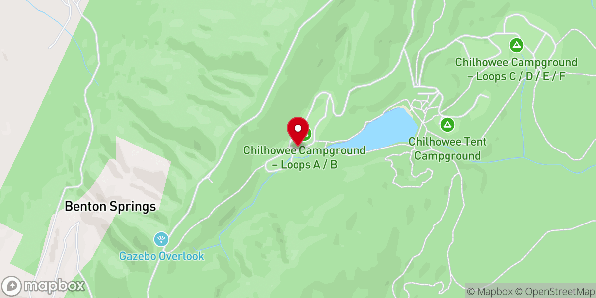 Map showing location of Chilhowee A and B Campground