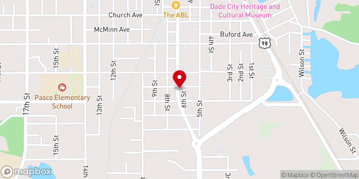 Map showing location of Dade City Woman's Club