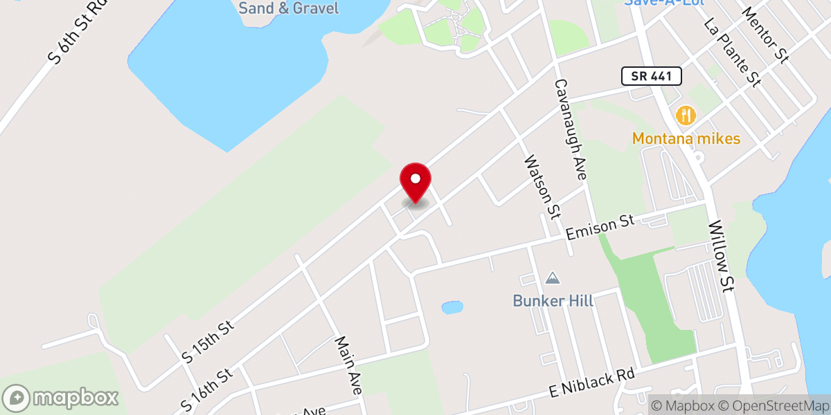 Map showing location of Bunker Hill General Baptist Church