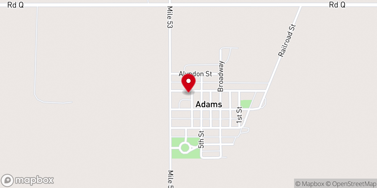 Map showing location of Adams Spanish Catholic Church
