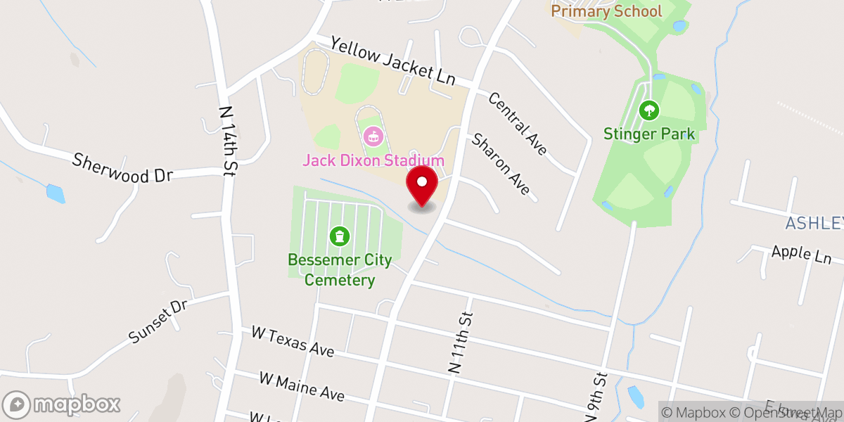 Map showing location of Sunset Lane Baptist Church
