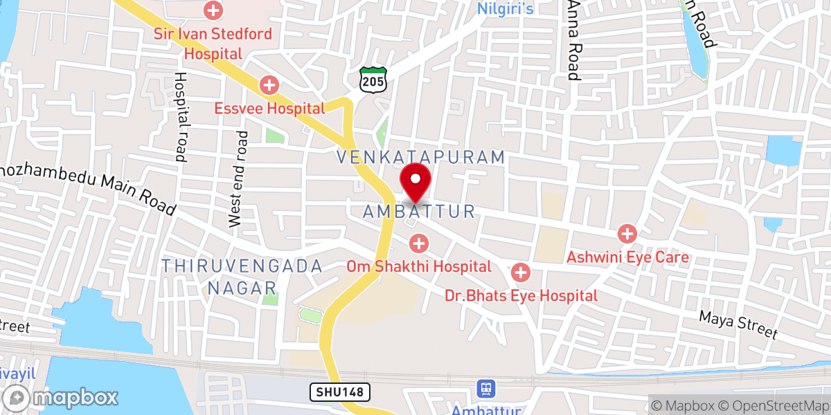 Map showing location of CSI Christ Church Ambattur