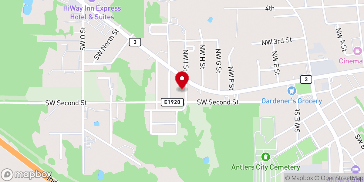 Map showing location of Kiamichi Community Church