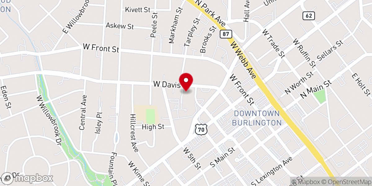 Map showing location of First Presbyterian Church