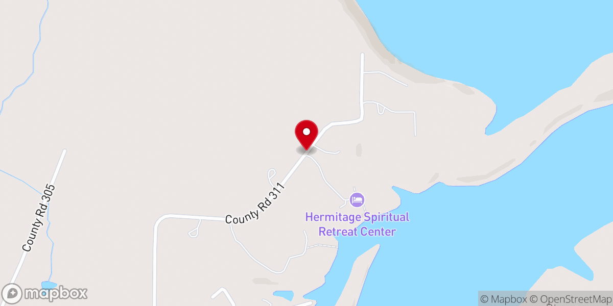 Map showing location of Hermitage Spiritual Retreat Center