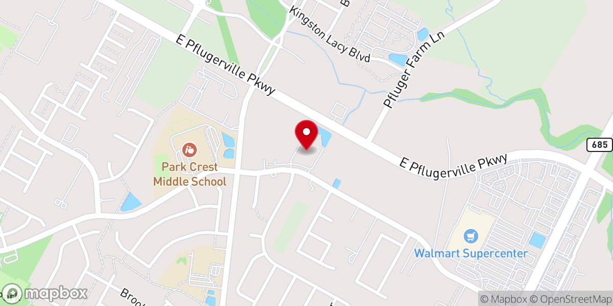 Map showing location of Pflugerville Community Church